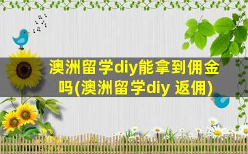 澳洲留学diy能拿到佣金吗(澳洲留学diy 返佣)